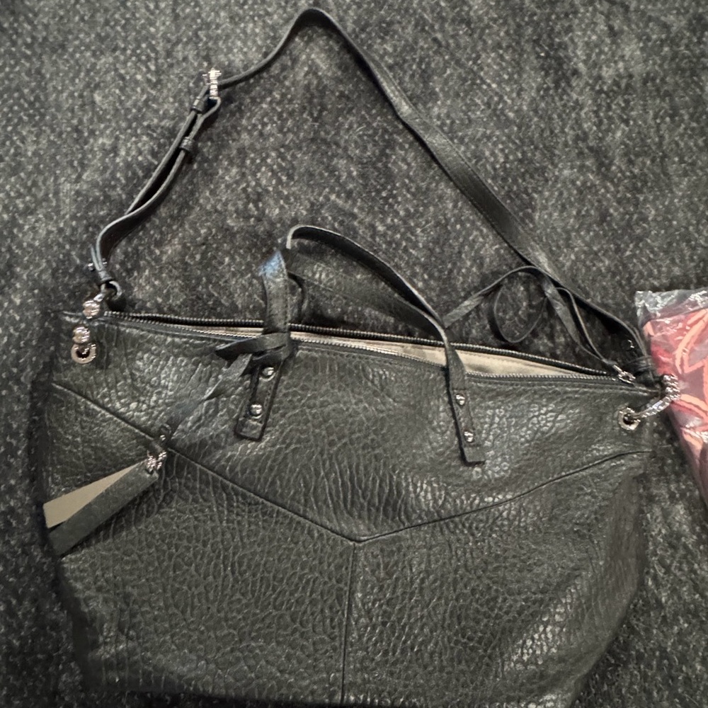 Vince Camuto Black Textured Shoulder Bag